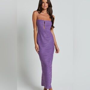 Beverly Midi Dress - Textured Cut Out Dress